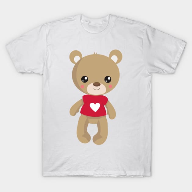 Valentine's Day Bear, Teddy Bear, Love, Hearts T-Shirt by Jelena Dunčević